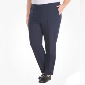 Hilary Radley Womens Slim Fit Tummy Control Pintuck Pants Blue XXL